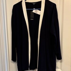 Premise Black and White Open Front Cardigan
